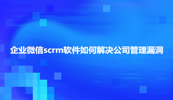 企业微信scrm软件如何解决公司管理漏洞
