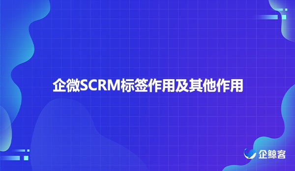 企微SCRM标签作用及其他作用