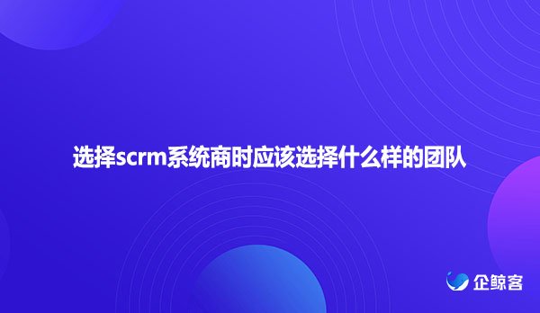 选择scrm系统商时应该选择什么样的团队