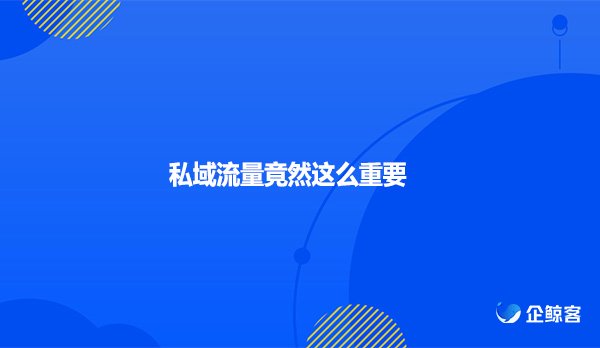 私域流量竟然这么重要