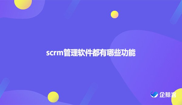scrm管理软件有哪些功能？