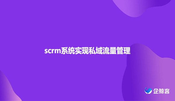 scrm系统实现私域流量管理