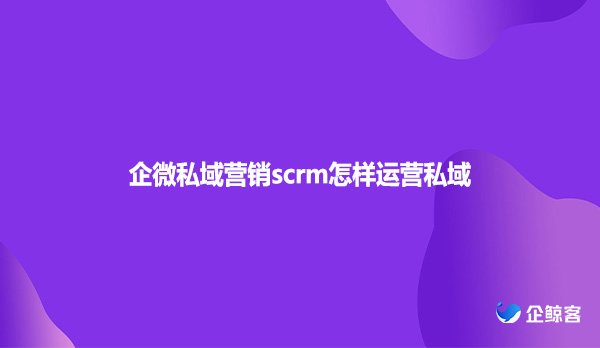 企微私域营销scrm怎样运营私域