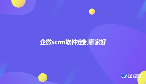 企微scrm软件定制哪家好