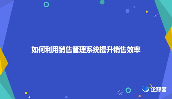 如何利用销售管理系统提升销售效率