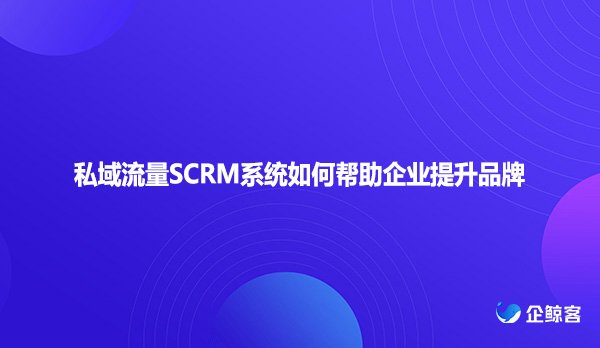 私域流量SCRM系统如何帮助企业提升品牌