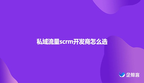 私域流量scrm开发商怎么选