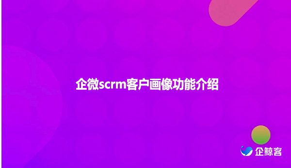企微scrm客户画像功能介绍