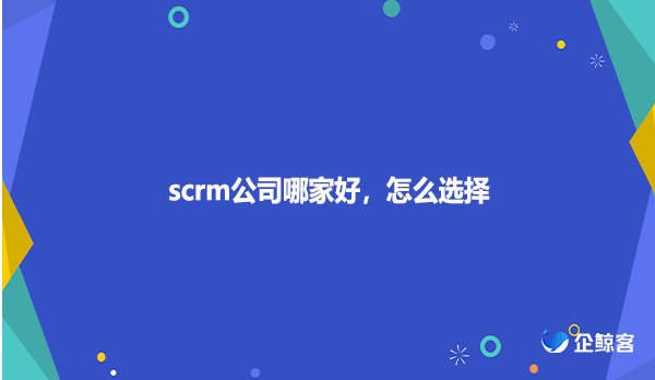 scrm公司哪家好，怎么选择
