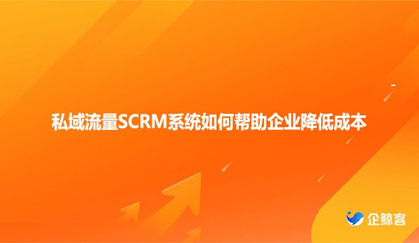 私域流量SCRM系统如何帮助企业降低成本