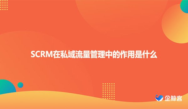 SCRM在私域流量管理中的作用是什么