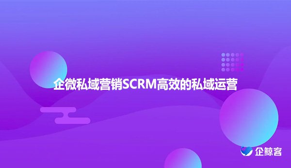 企微私域营销SCRM高效的私域运营