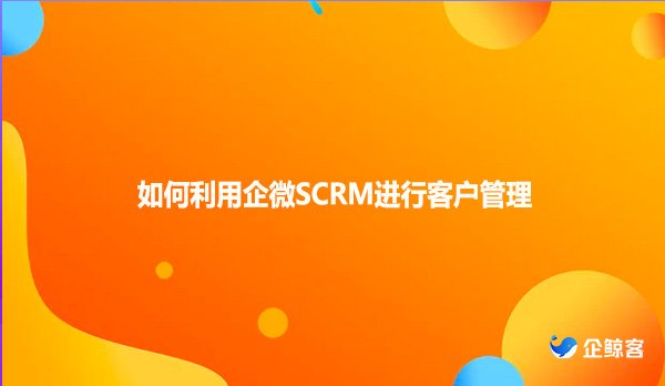 如何利用企微SCRM进行客户管理