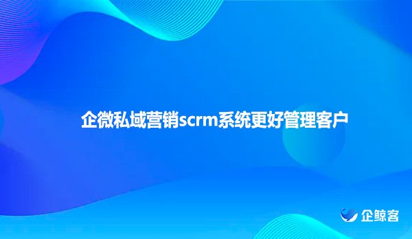 企微私域营销scrm系统更好管理客户