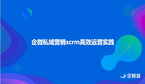 企微私域营销scrm高效运营实践